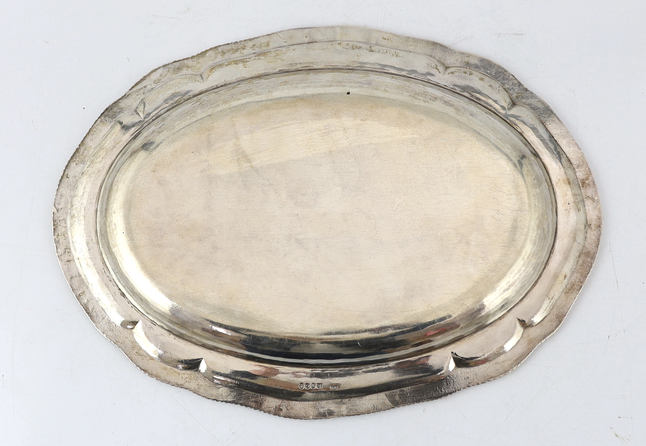 A George III silver oval meat dish, by William Fountain